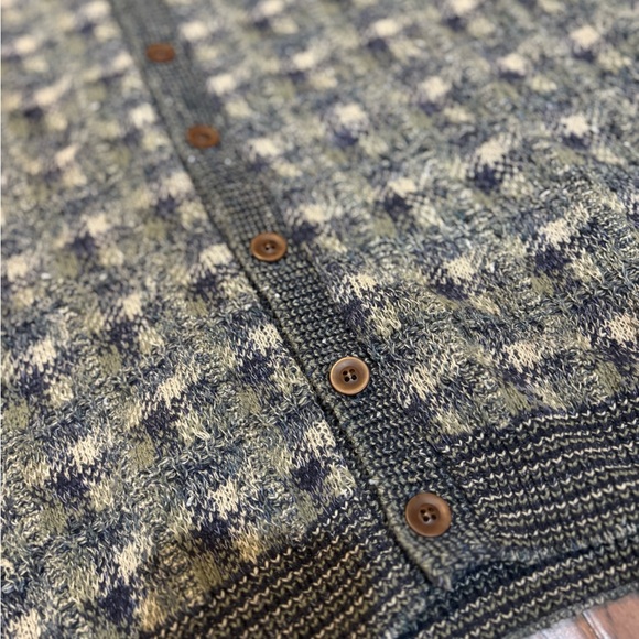 Vintage TSR USA Knit Cardigan Sweater | Made in USA | Plaid Grandpa large - Picture 2 of 11